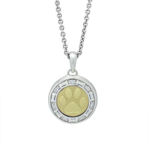 Bone and Paw Gold Cremation Pendant